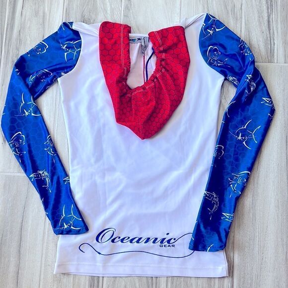Oceanic Gear Fishing RashGuard Long Sleeves With Hood And Zipper Pockets XS - Picture 4 of 5